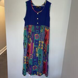 VTG Anthony Mark Hankins Women’s Sz 18 Abstract Colorful Beaded Detail Dress